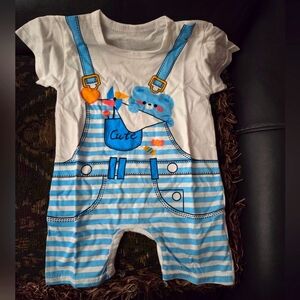 Cute Blue and White Striped Baby Romper 9-12 Months NWOT